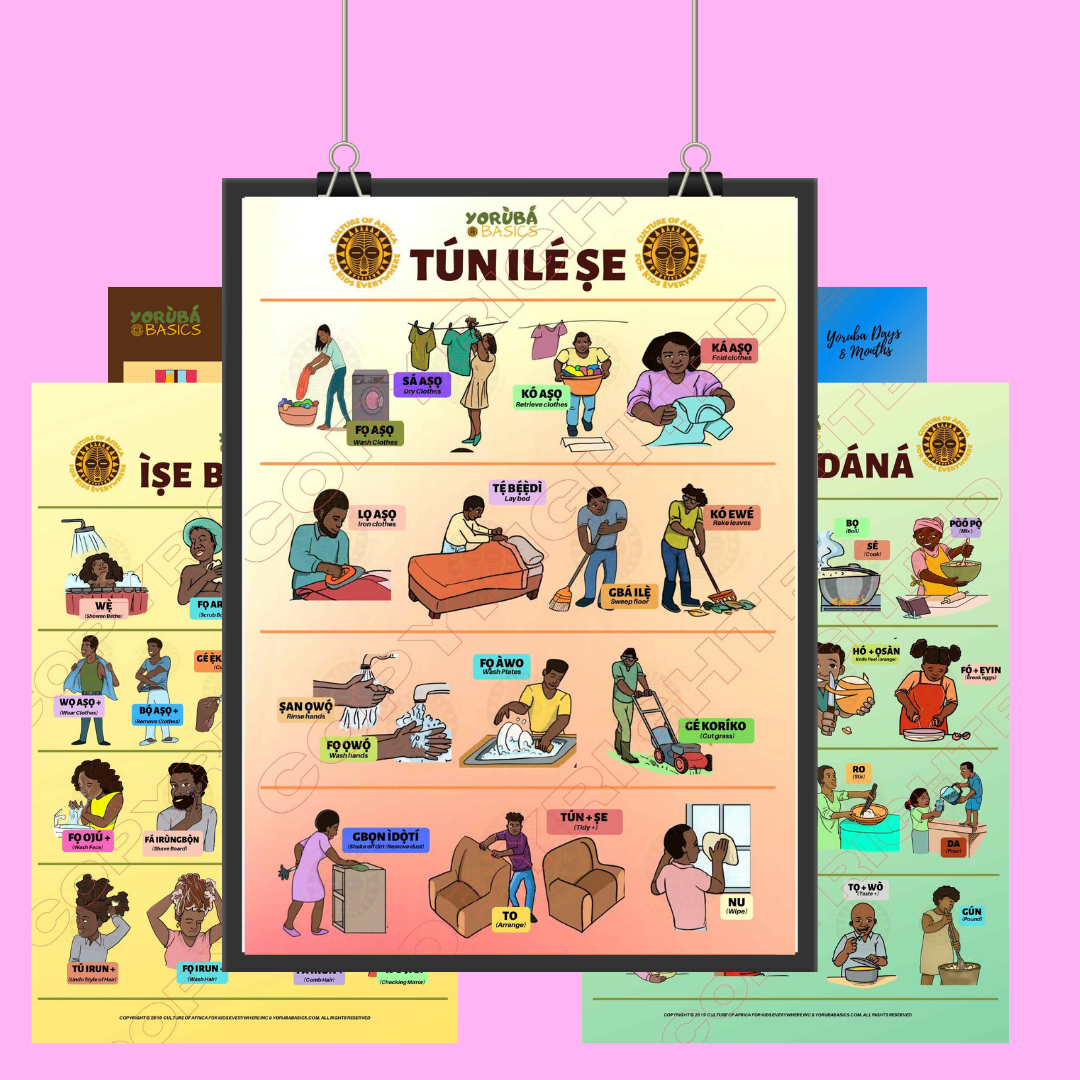 Yoruba Language Verb Posters  (Pack of 5 - 11x17 inch)